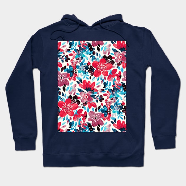 Happy Red Flower Collage Hoodie by micklyn